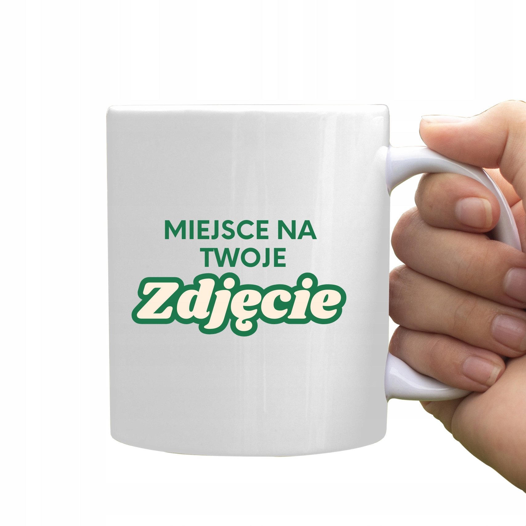 BIAŁY Kubek 330ml na KAWĘ PREZENT + własny nadruk ZDJĘCIE LOGO