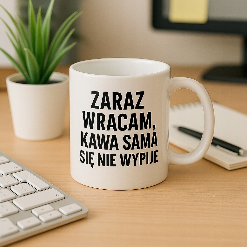 BIAŁY Kubek 330ml na KAWĘ PREZENT + własny nadruk ZDJĘCIE LOGO - product image